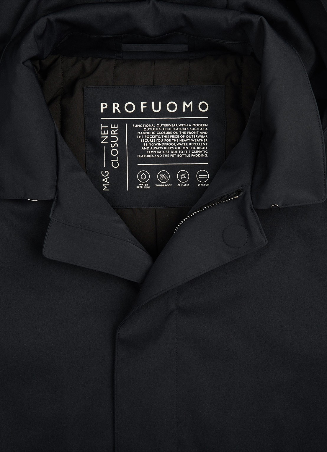 Profuomo Parka met capuchon - detail 4 zwart