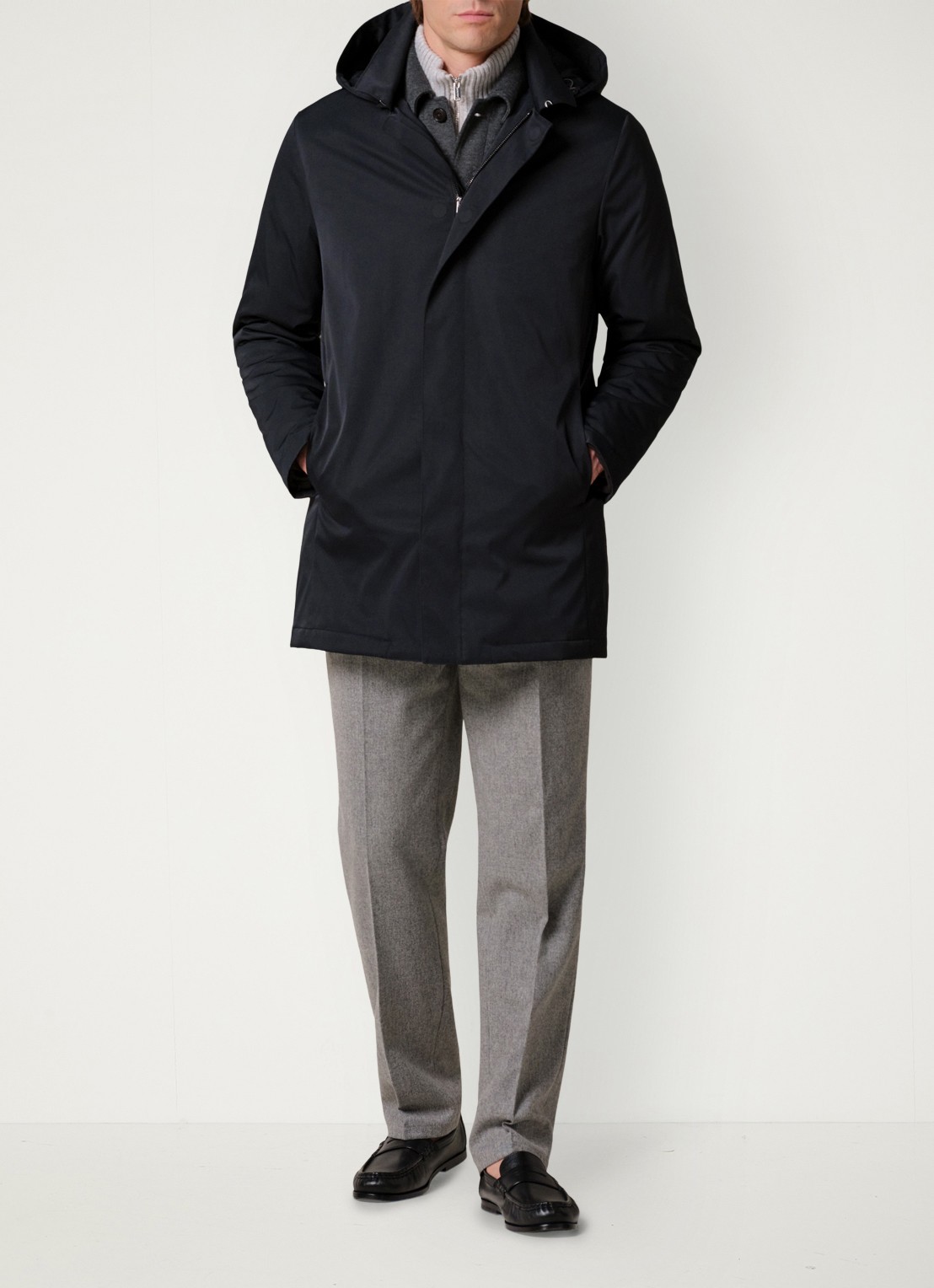 Profuomo Parka met capuchon - voorkant 2 zwart