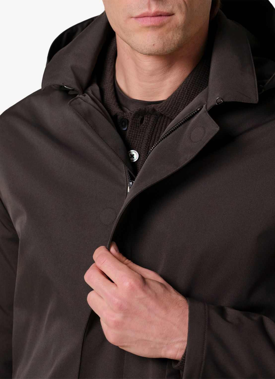 Profuomo Parka met capuchon - detail 7 donkerbruin