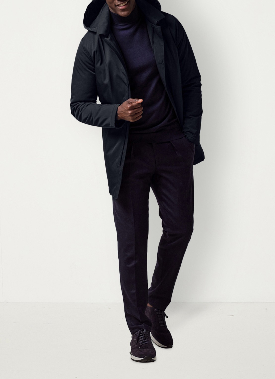 Profuomo Parka met capuchon - voorkant 2 donkerblauw