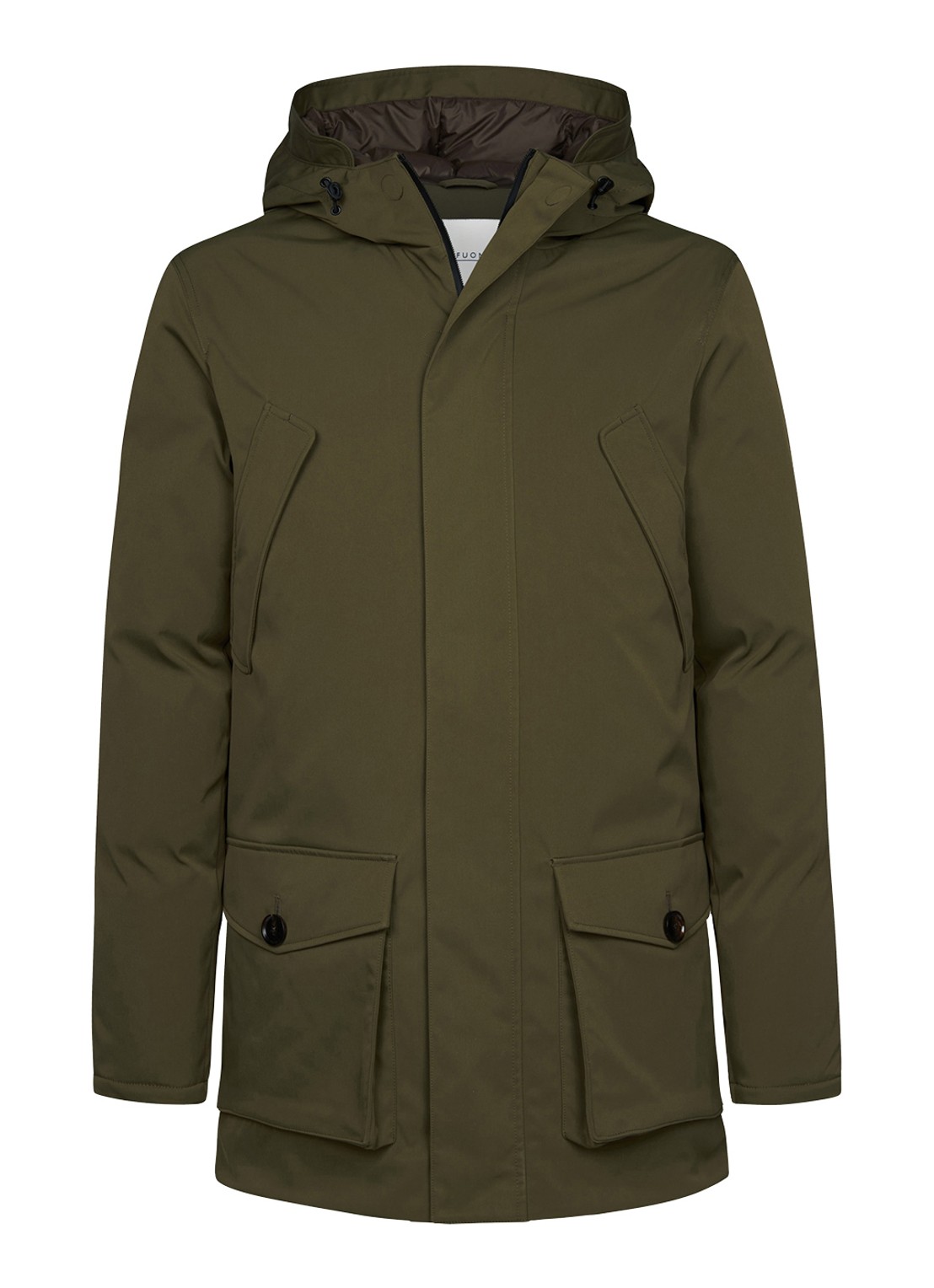 Profuomo Parka met klepzakken - voorkant groen