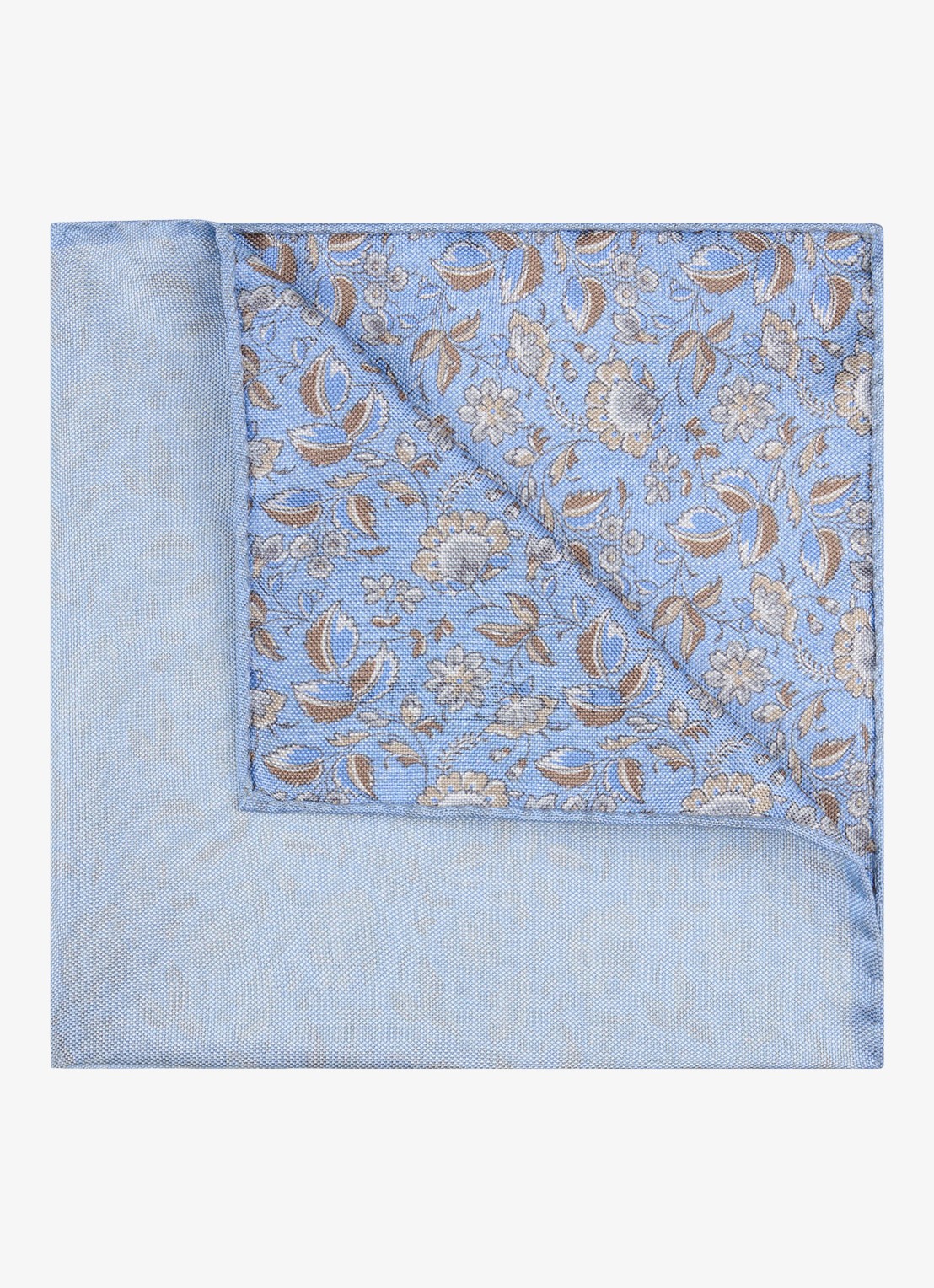 Profuomo Pochet van zijde met print - detail blauw