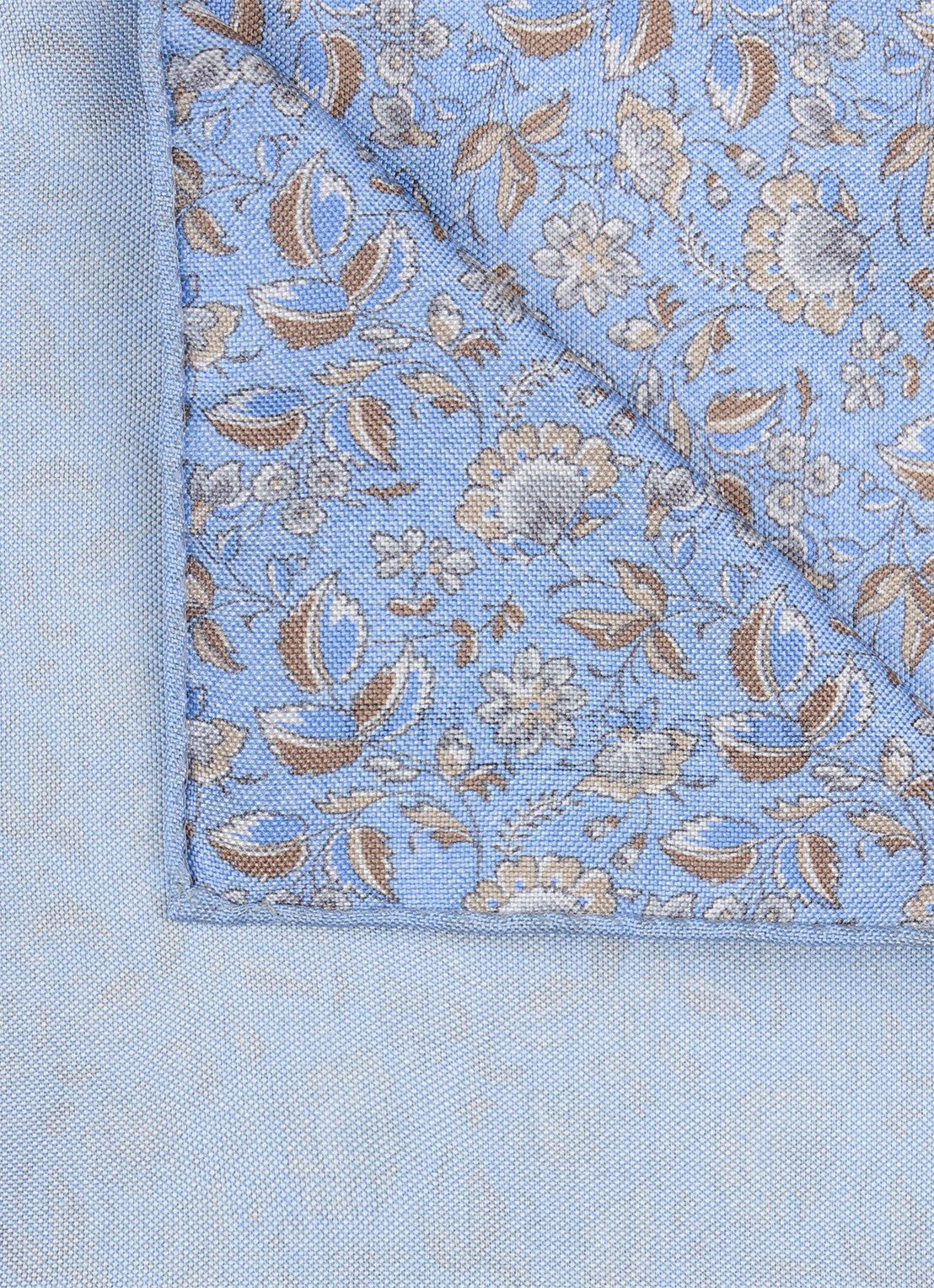 Profuomo Pochet van zijde met print - voorkant 2 blauw