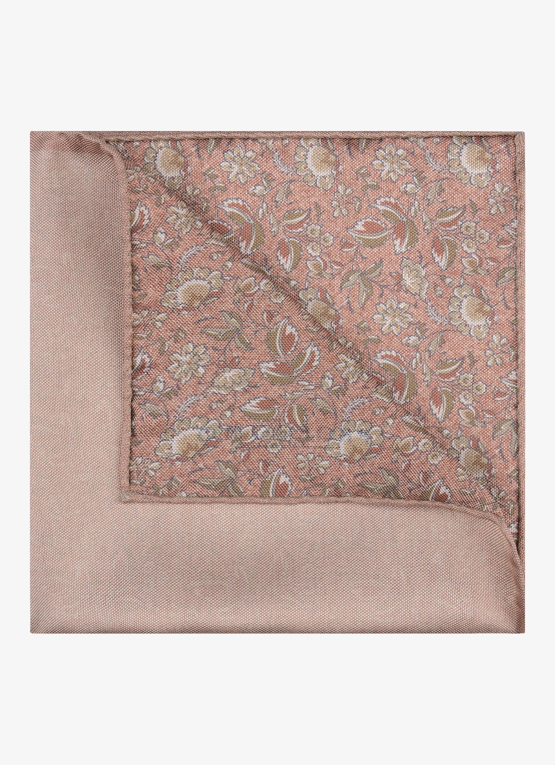 Profuomo Pochet van zijde met print - detail 2 donkerroze