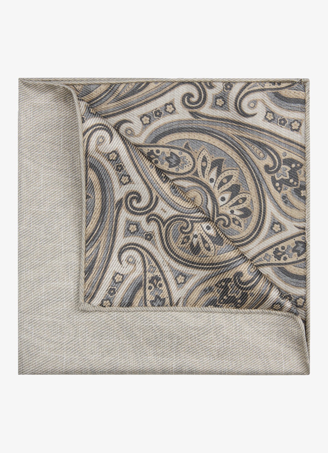 Profuomo Pochet van zijde - voorkant 2 beige