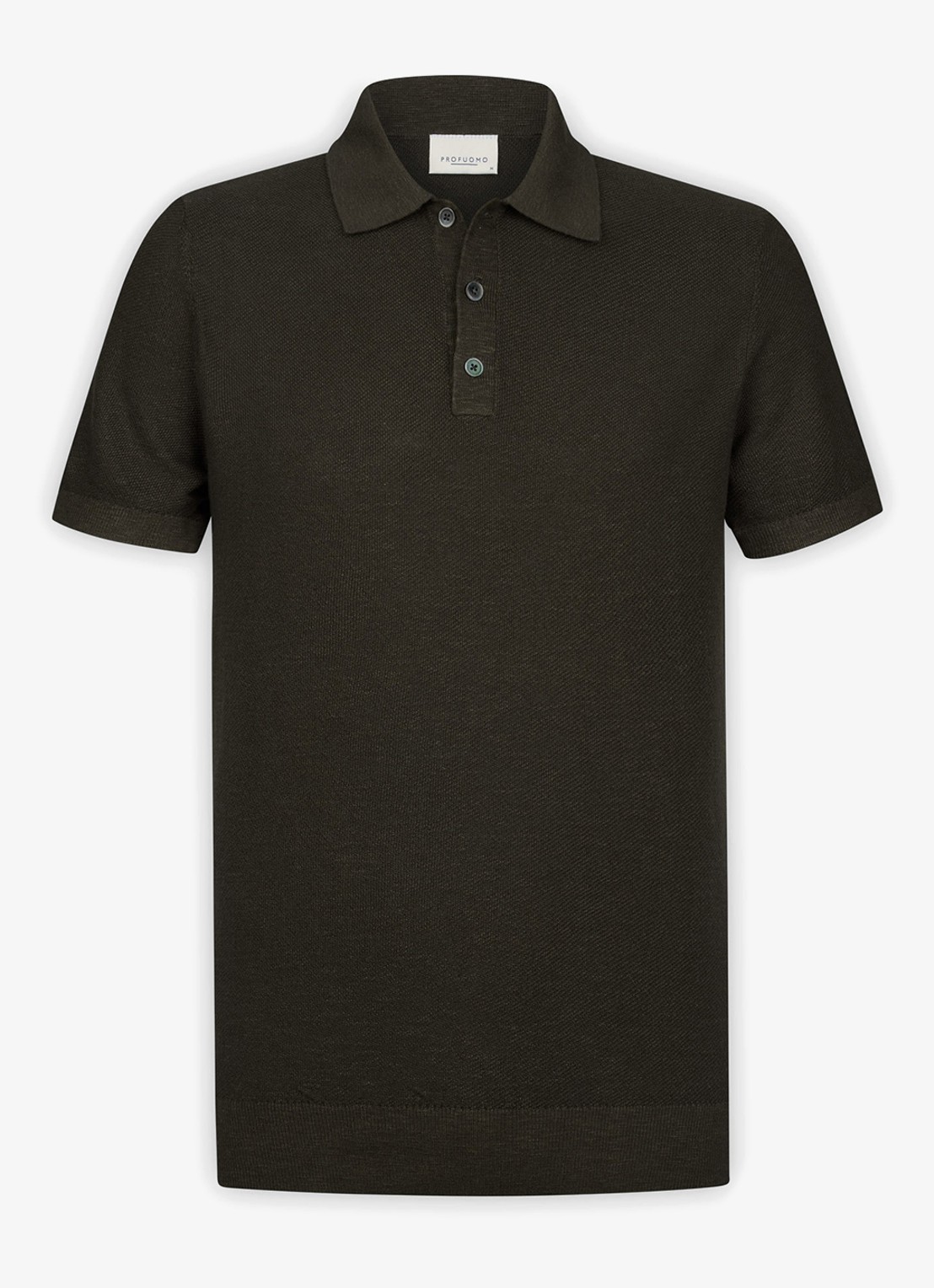Profuomo Polo in katoen linnen - detail 5 donkerbruin