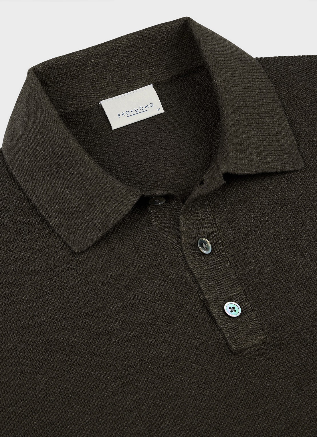 Profuomo Polo in katoen linnen - detail 6 donkerbruin