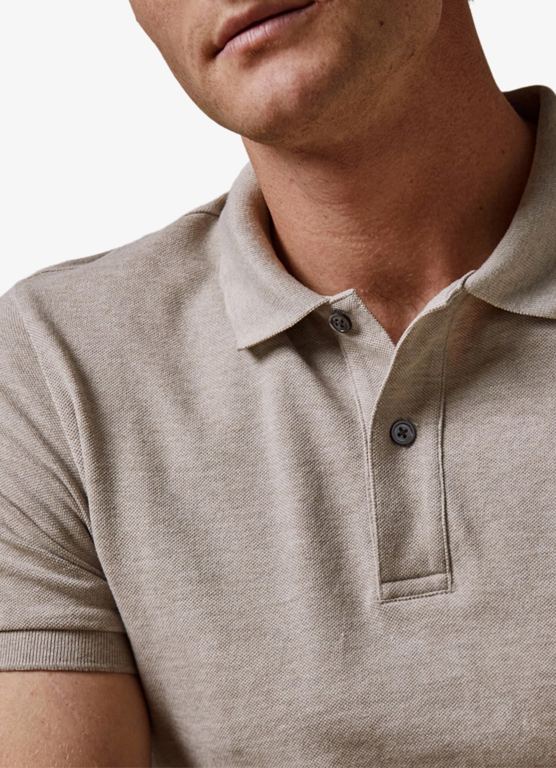 Profuomo Polo in pique - detail 2 beige