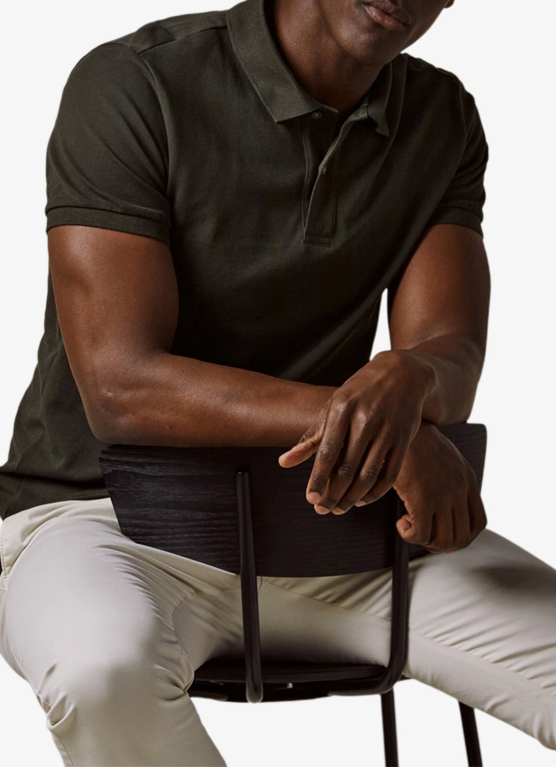 Profuomo Polo in pique - detail legergroen