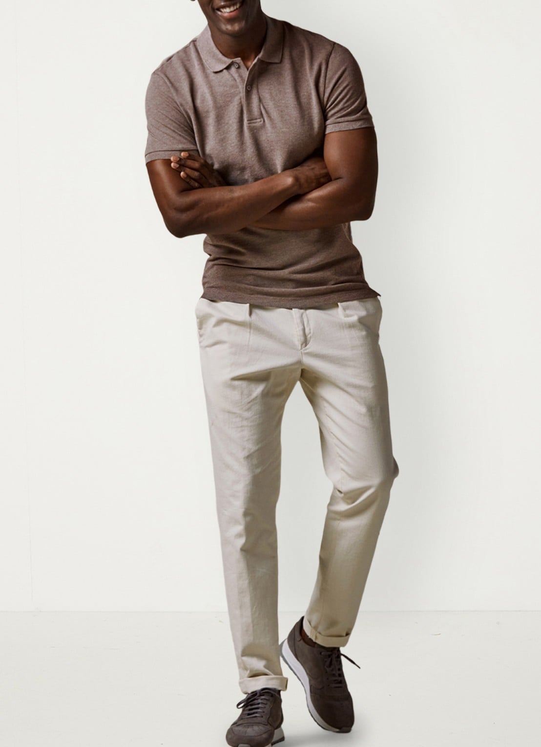 Profuomo Polo in pique - voorkant 2 bruin
