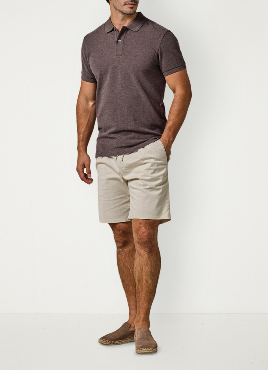 Profuomo Polo in pique - voorkant 5 bruin