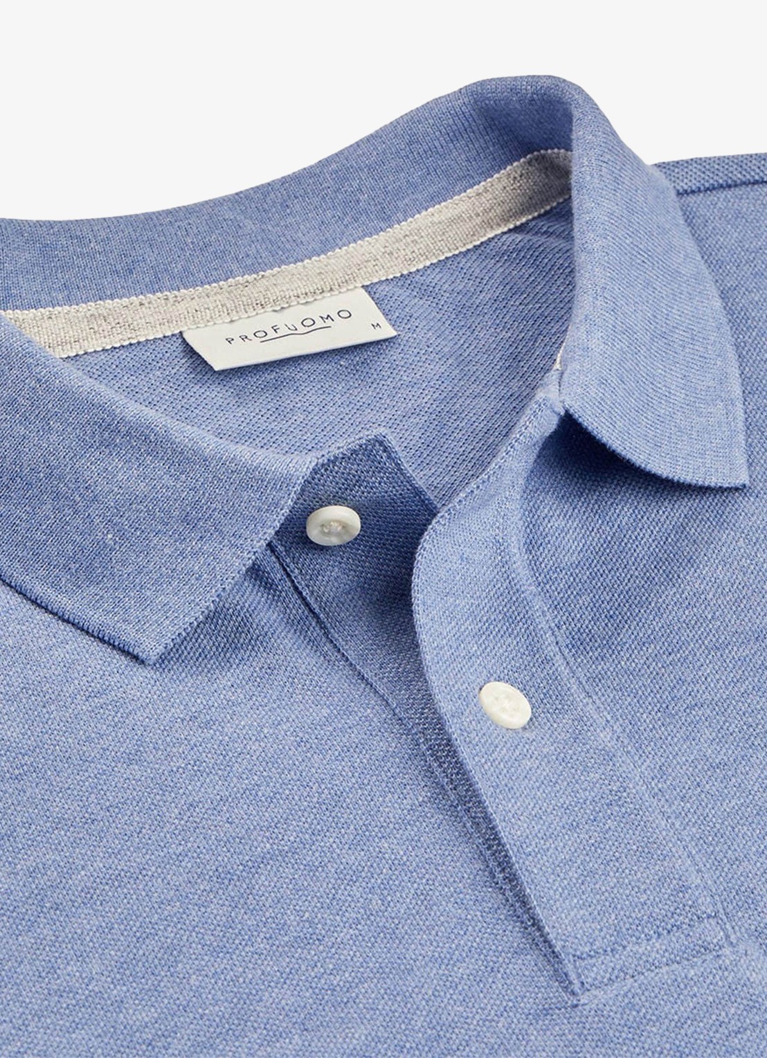 Profuomo Polo in pique - detail 3 blauw