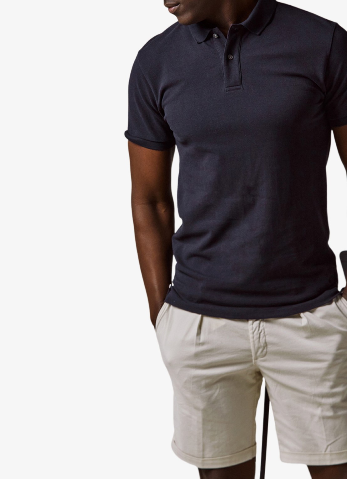 Profuomo Polo in pique - detail 2 blauw