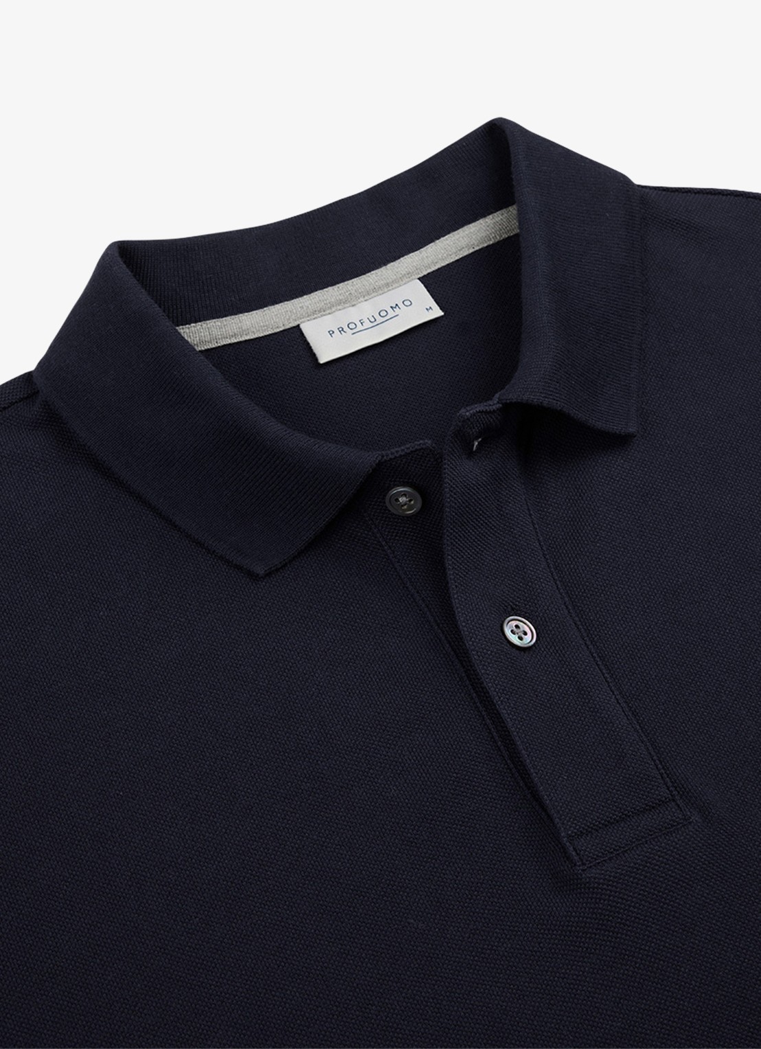 Profuomo Polo in pique - detail 4 blauw
