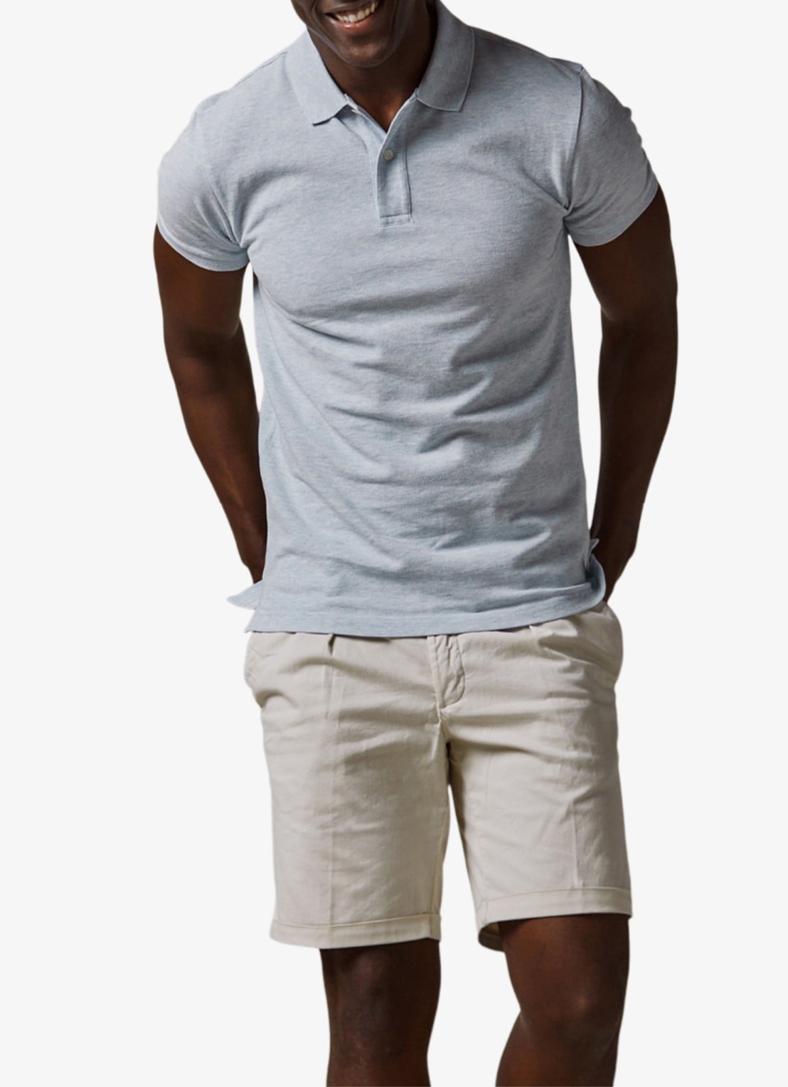 Profuomo Polo in pique - detail 2 lichtblauw