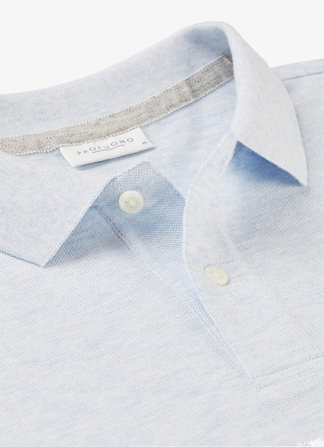 Profuomo Polo in pique - detail 4 lichtblauw