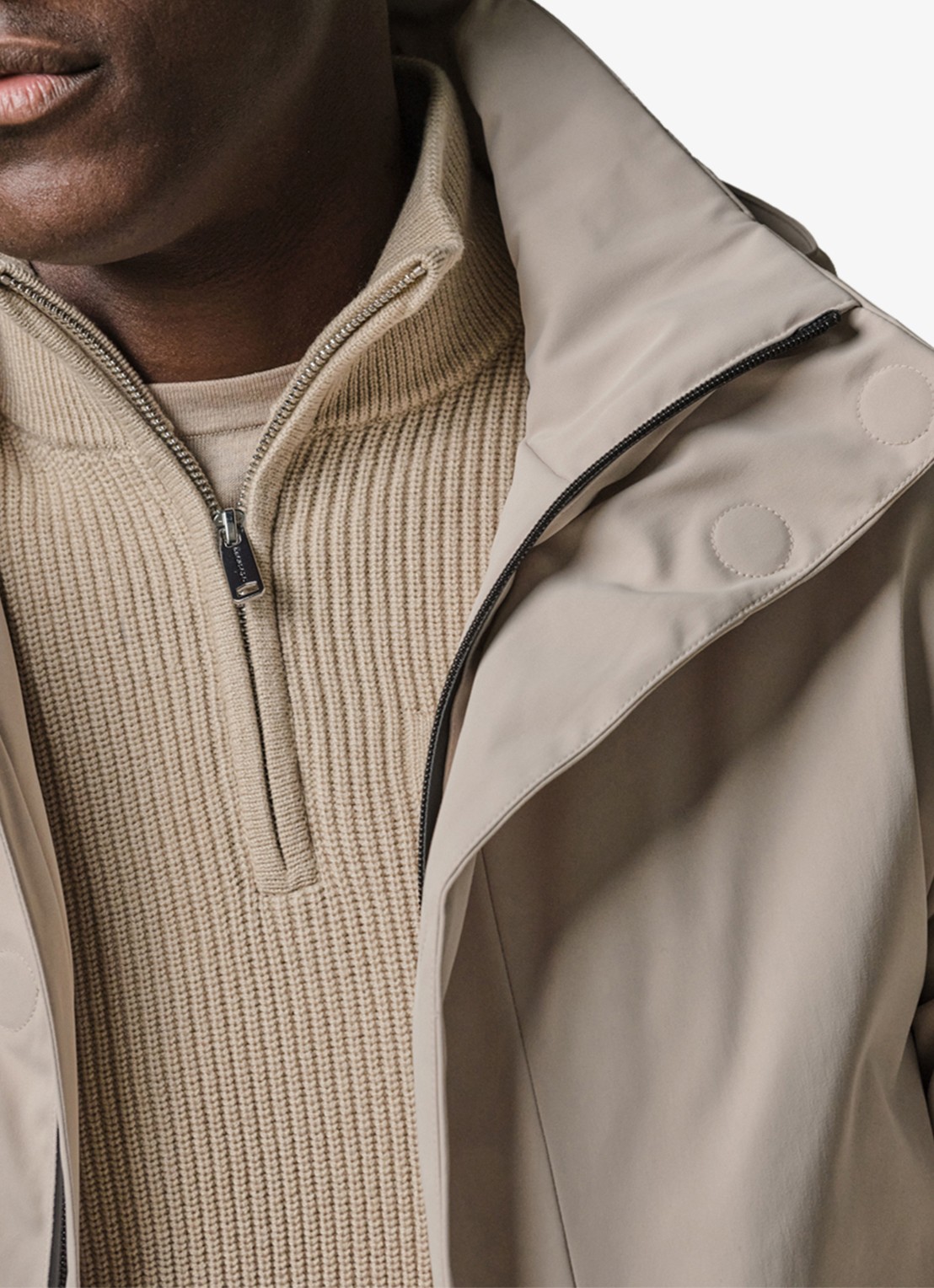 Profuomo Regenjas met capuchon - detail 5 creme