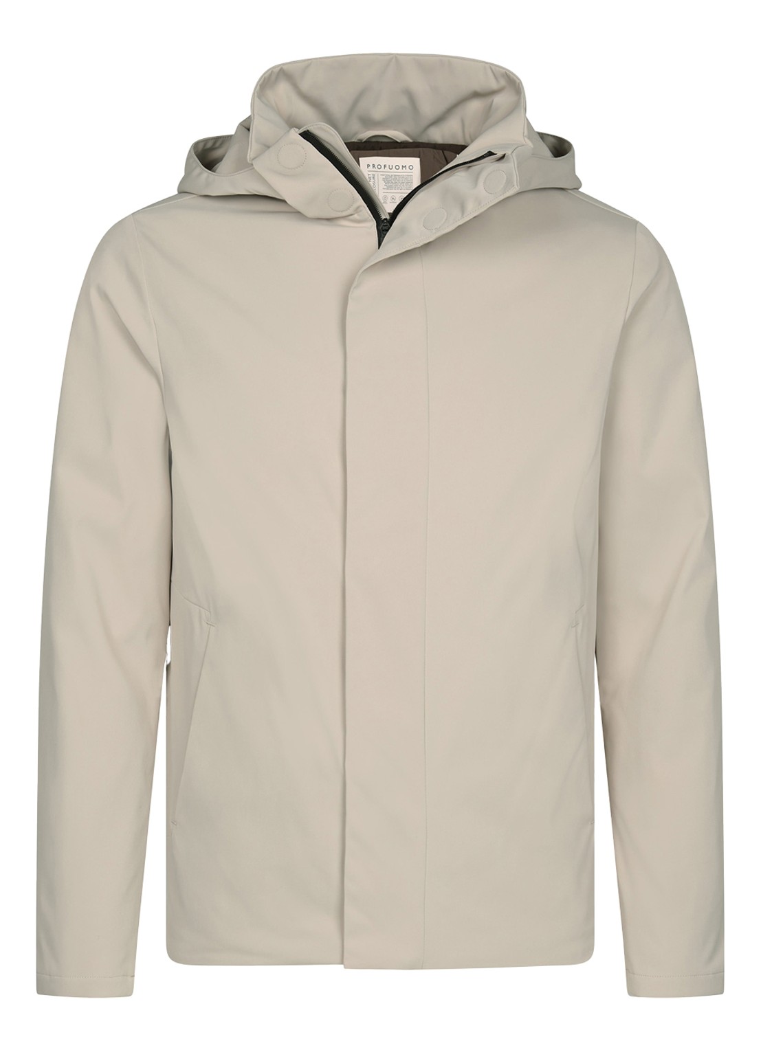 Profuomo Regenjas met capuchon - voorkant creme