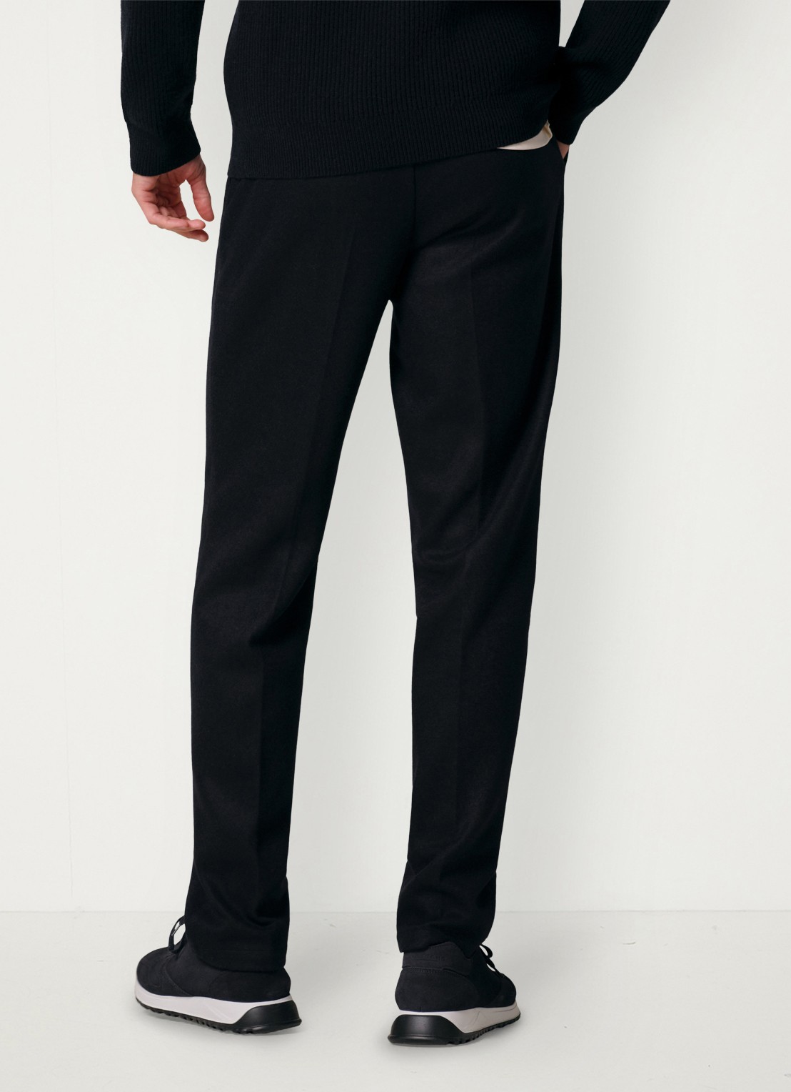 Profuomo Regular fit broek in wolblend - achterkant donkerblauw