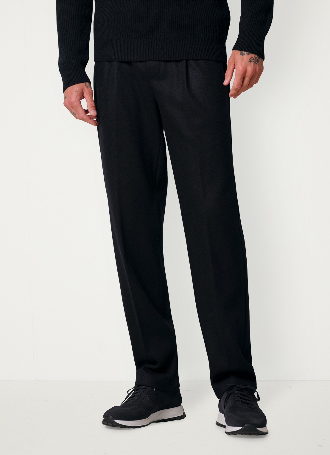 Profuomo Regular fit broek in wolblend - detail 2 donkerblauw