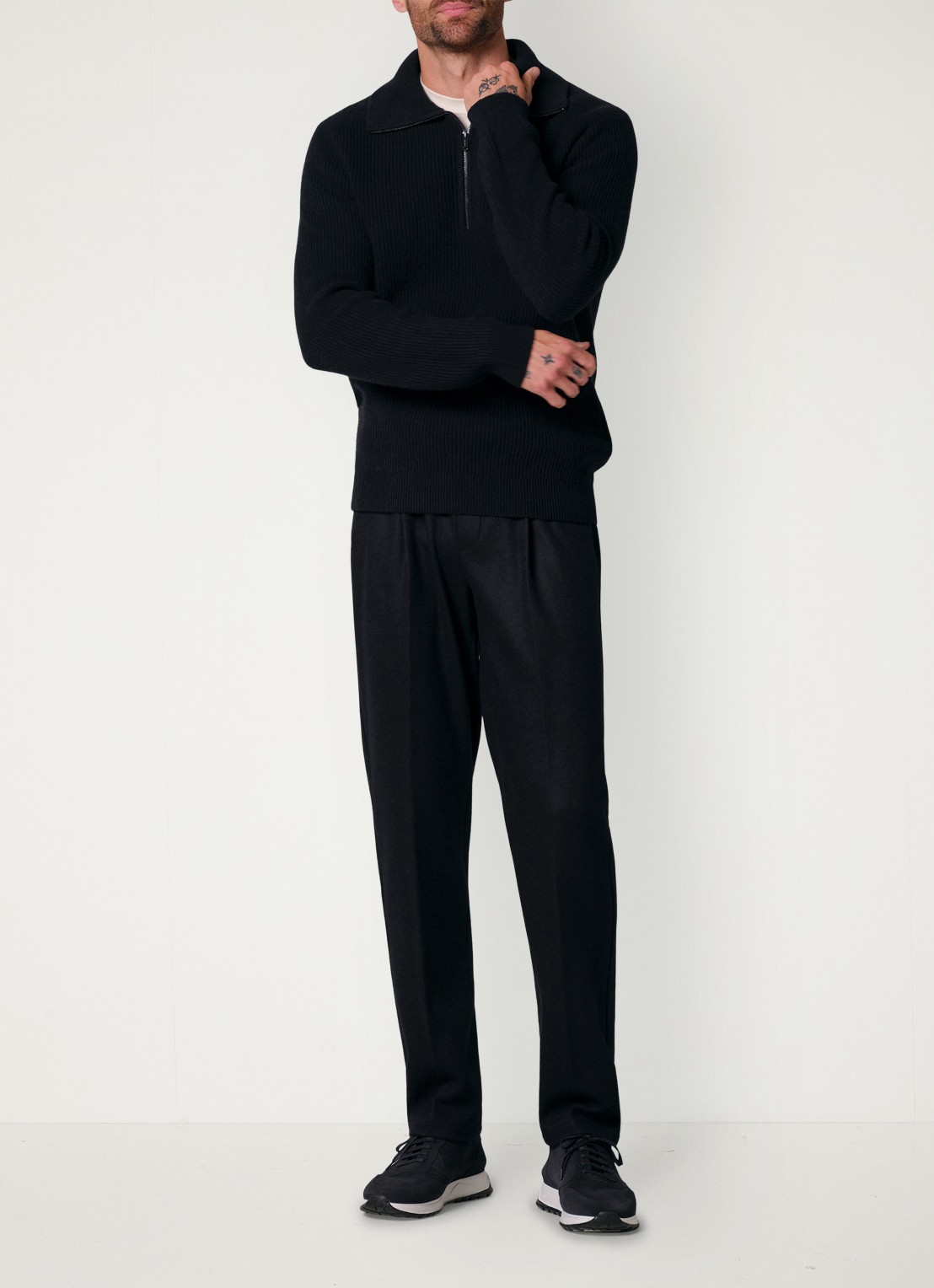 Profuomo Regular fit broek in wolblend - voorkant 6 donkerblauw