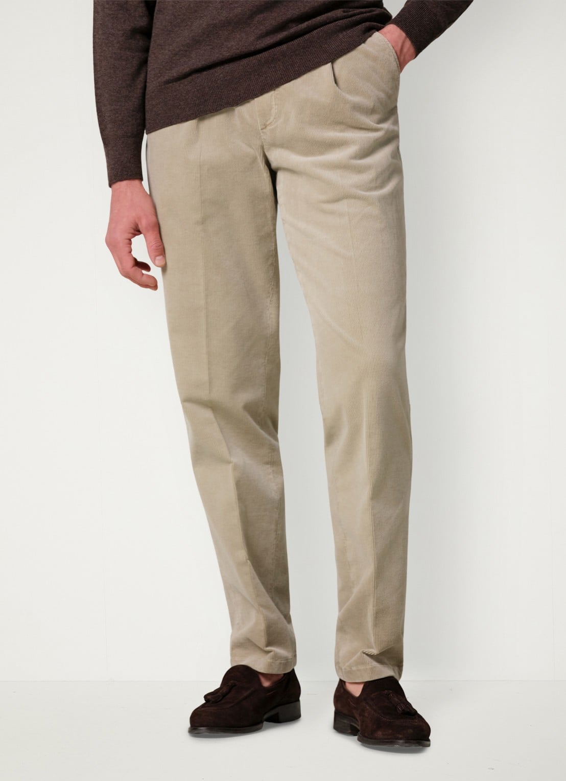 Profuomo Regular fit broek van corduroy - detail 2 beige