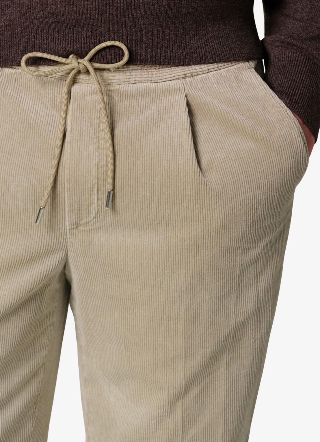 Profuomo Regular fit broek van corduroy - detail 4 beige