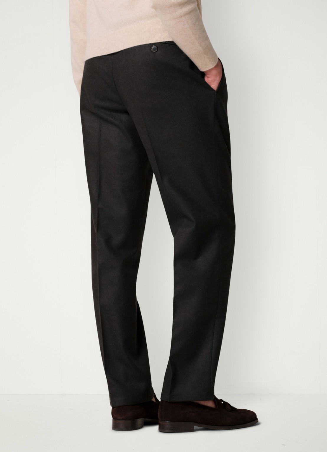 Profuomo Regular fit chino in kasjmierblend - achterkant 4 donkerbruin