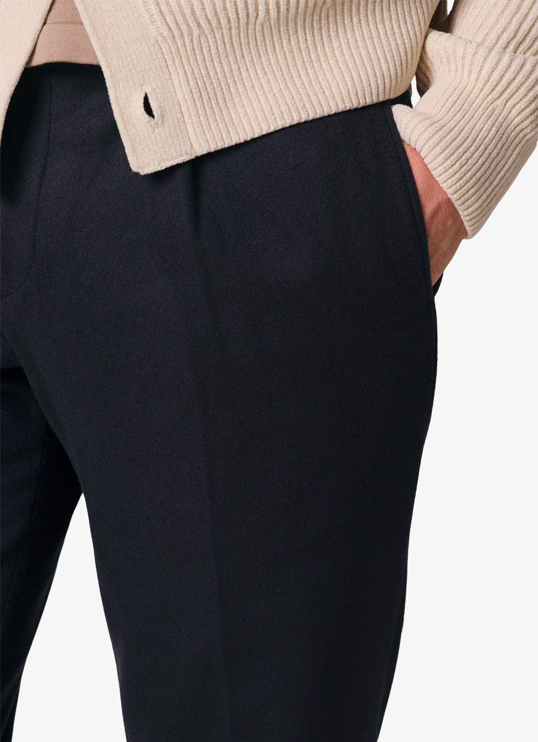 Profuomo Regular fit chino in kasjmierblend - detail 5 donkerblauw