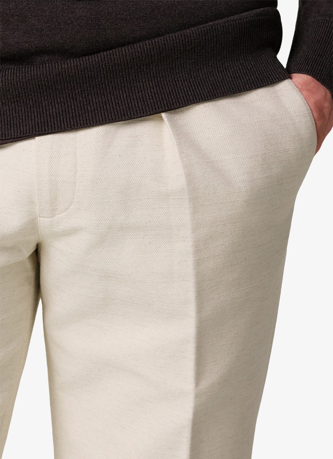 Profuomo Regular fit chino in linnenblend - detail 3 creme