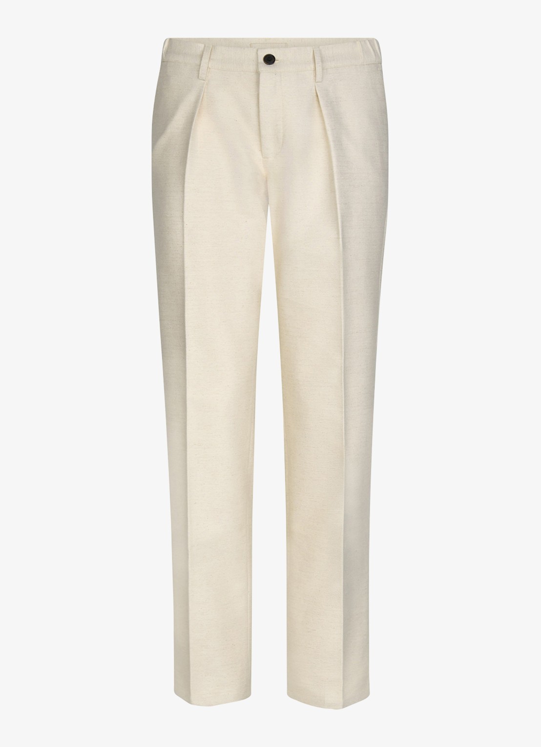 Profuomo Regular fit chino in linnenblend - voorkant 5 creme