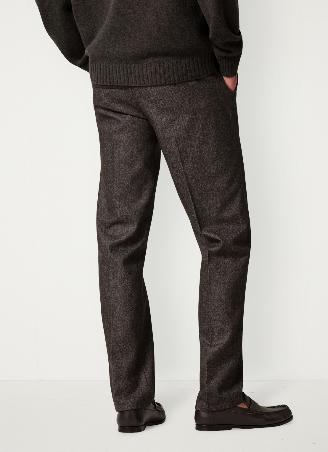 Profuomo Regular fit chino in wolblend - achterkant 6 bruin