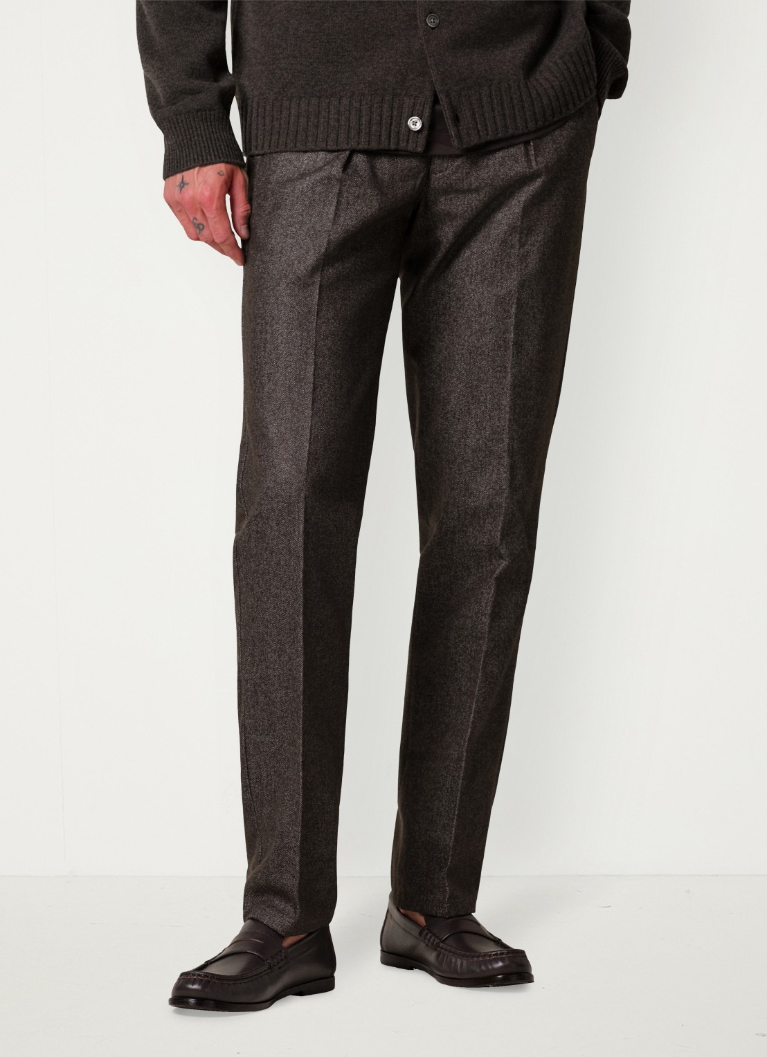 Profuomo Regular fit chino in wolblend - detail 3 bruin