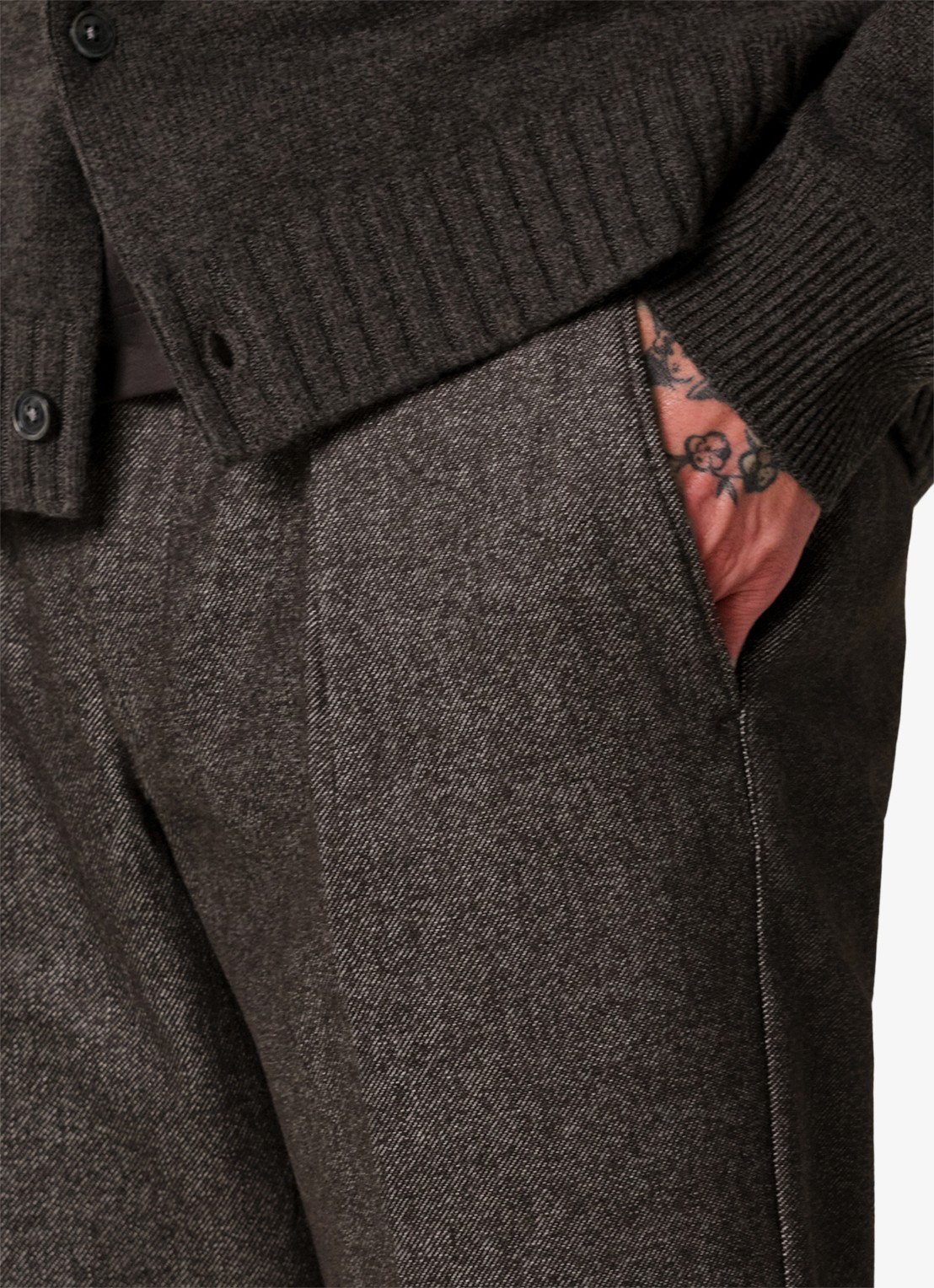 Profuomo Regular fit chino in wolblend - detail 5 bruin