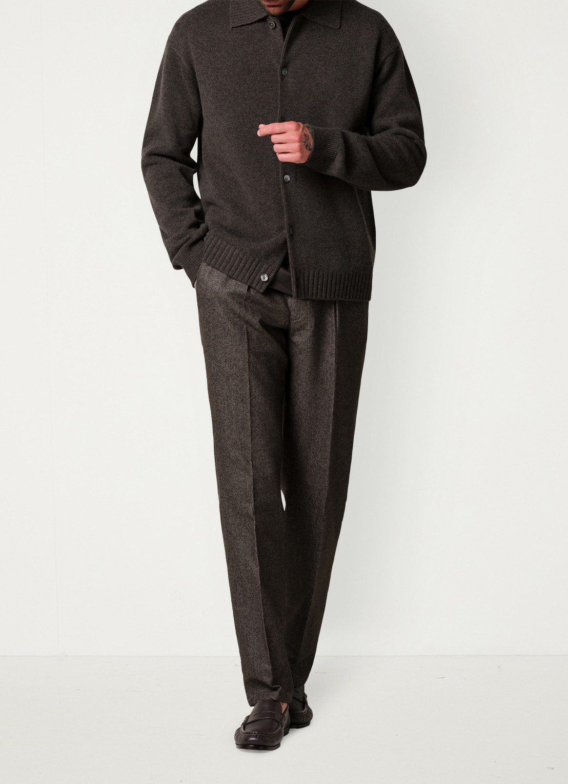 Profuomo Regular fit chino in wolblend - voorkant 2 bruin