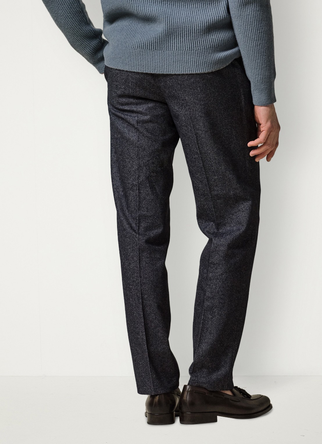 Profuomo Regular fit chino in wolblend - achterkant donkerblauw