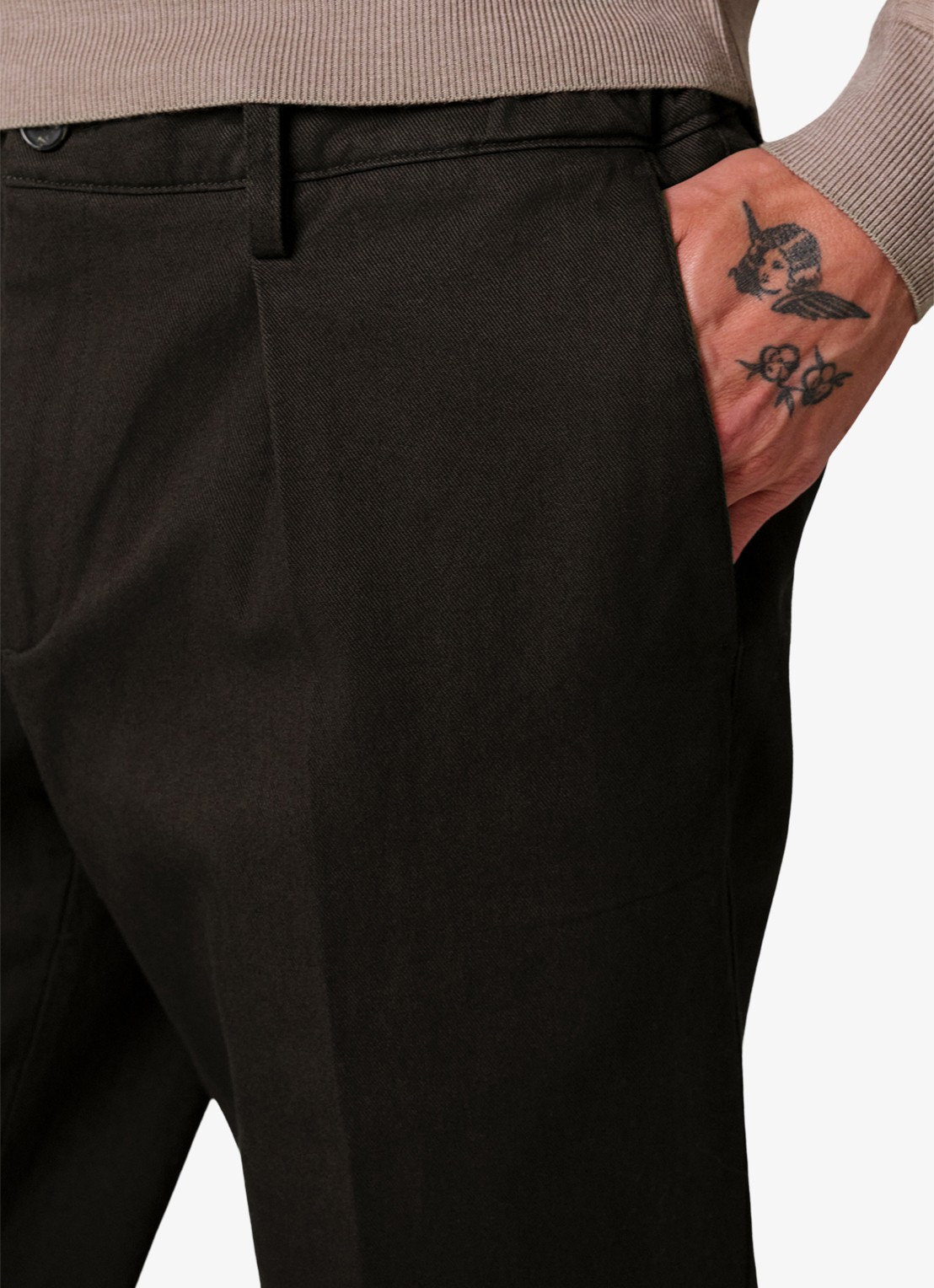 Profuomo Regular fit chino met steekzakken en stretch - detail 3 donkerbruin