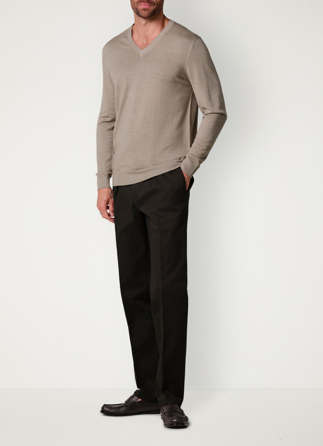 Profuomo Regular fit chino met steekzakken en stretch - voorkant 6 donkerbruin