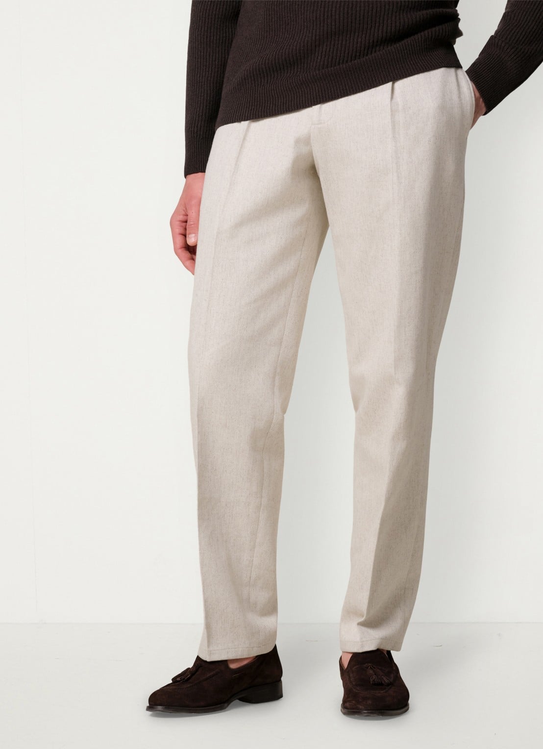 Profuomo Regular fit chino met steekzakken - detail creme