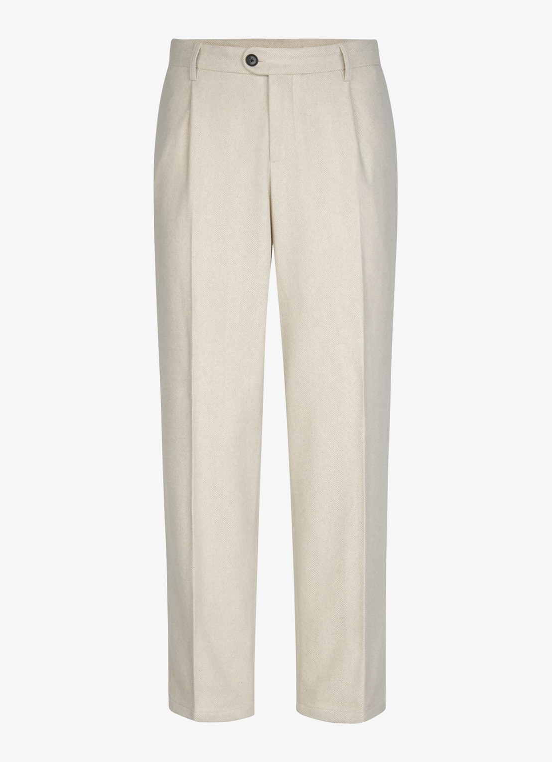 Profuomo Regular fit chino met visgraatdessin van wol - voorkant 5 beige