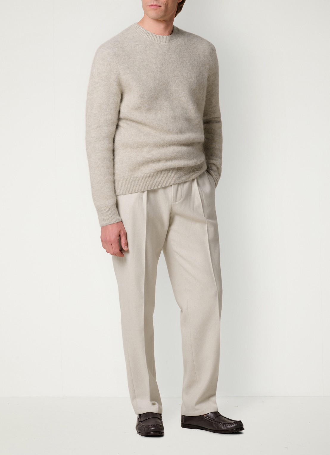 Profuomo Regular fit chino met visgraatdessin van wol - voorkant 6 beige