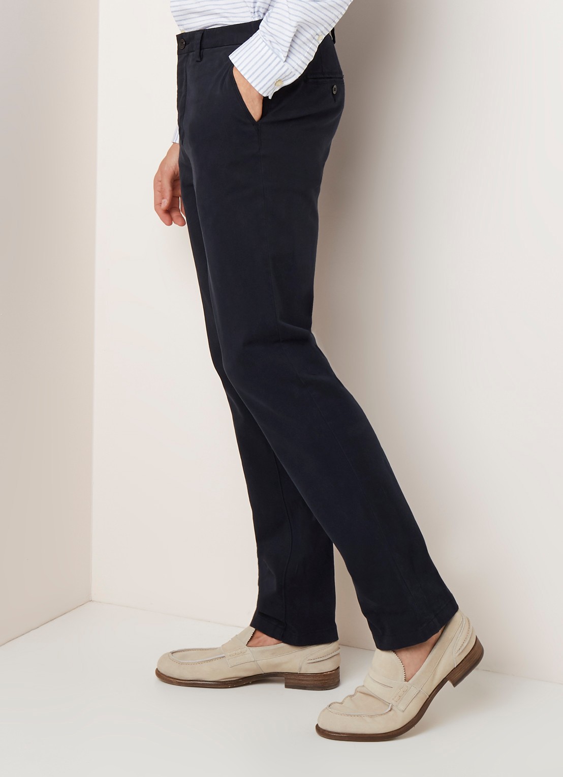 Profuomo Regular fit chino van katoen met stretch - detail 4 blauw