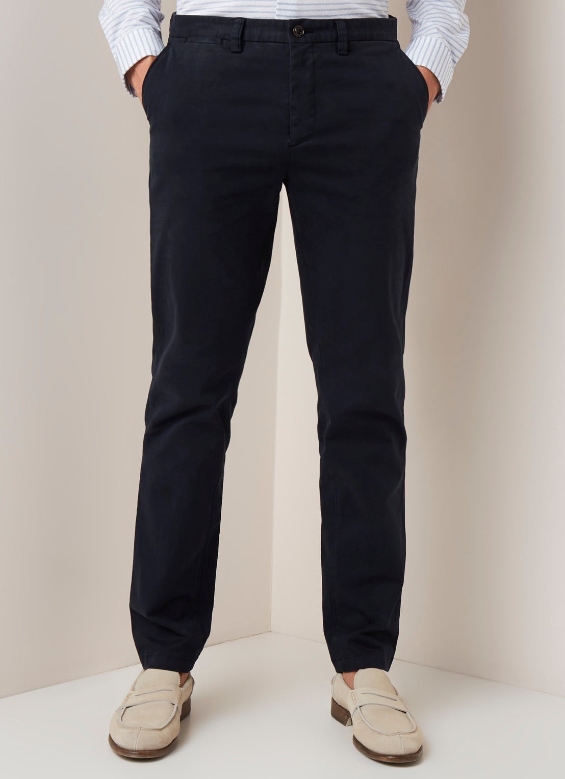 Profuomo Regular fit chino van katoen met stretch - detail 5 blauw