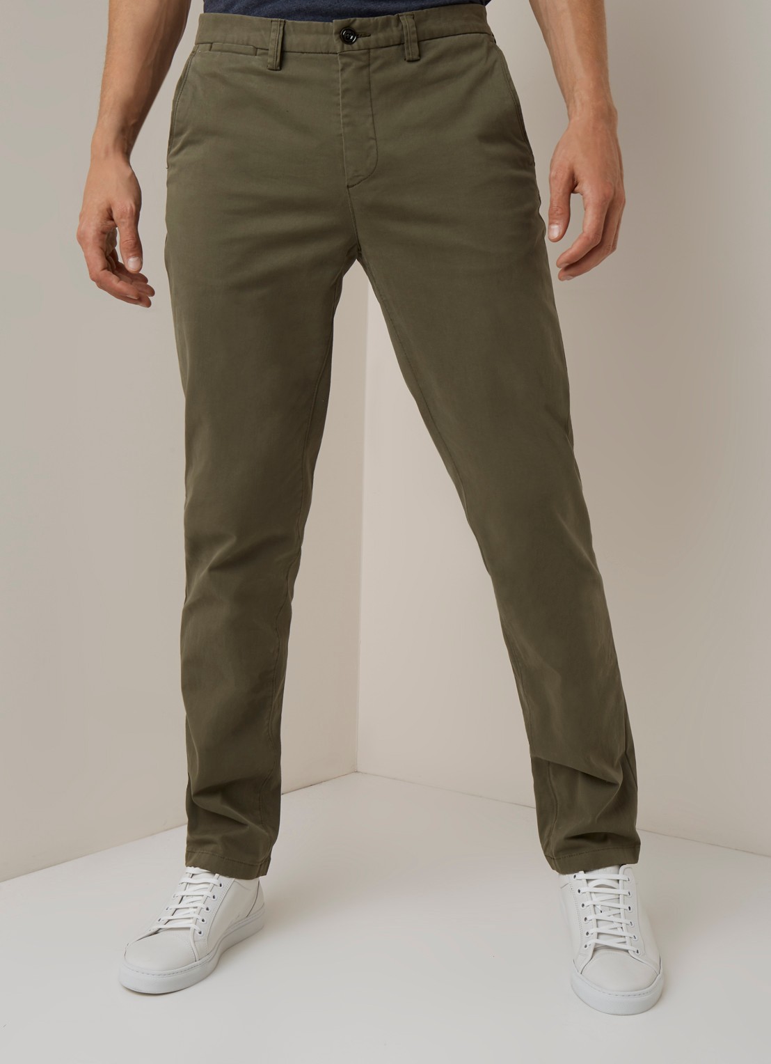 Profuomo Regular fit chino van katoen met stretch - detail 5 legergroen