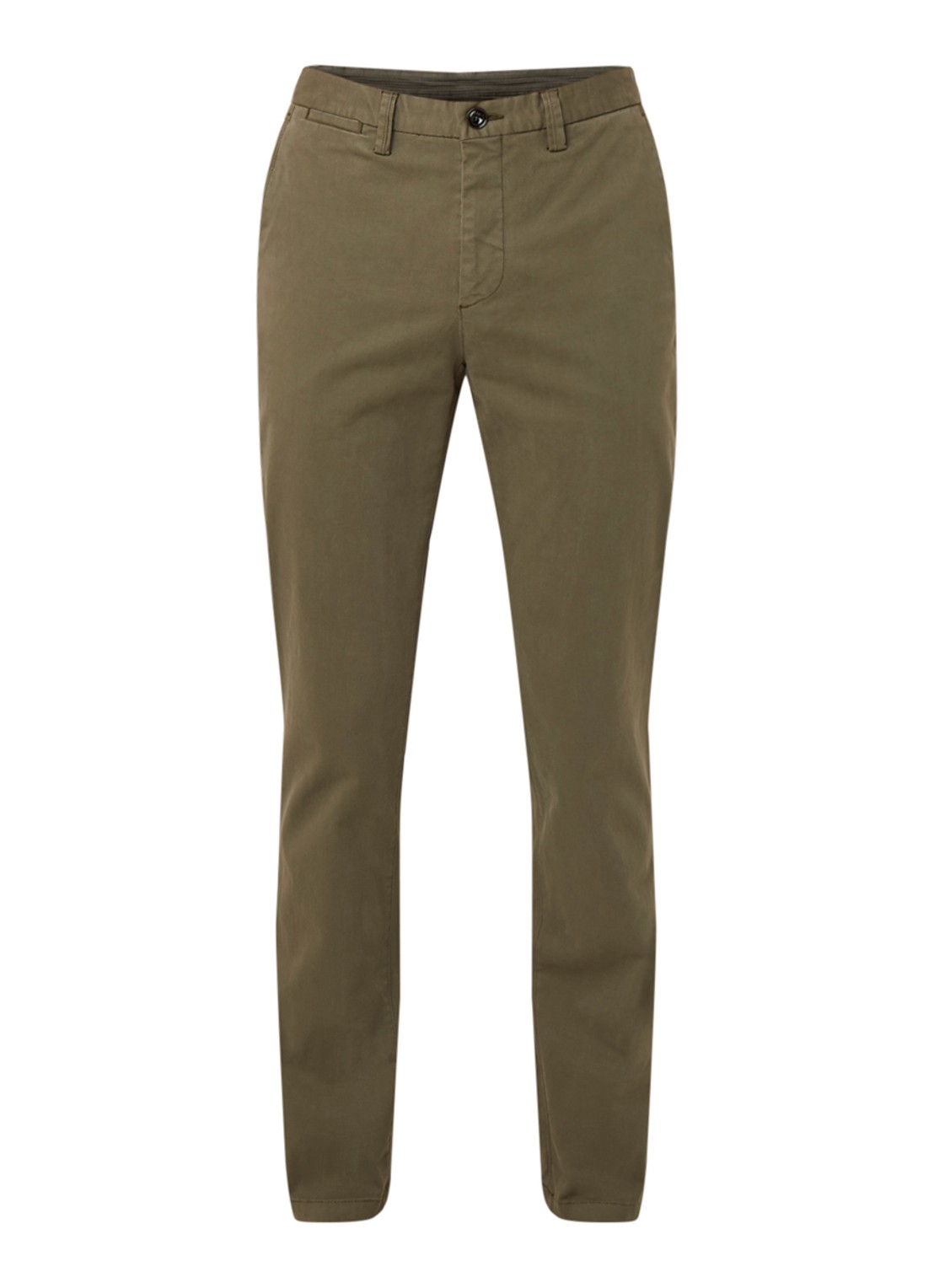 Profuomo Regular fit chino van katoen met stretch - voorkant 2 legergroen