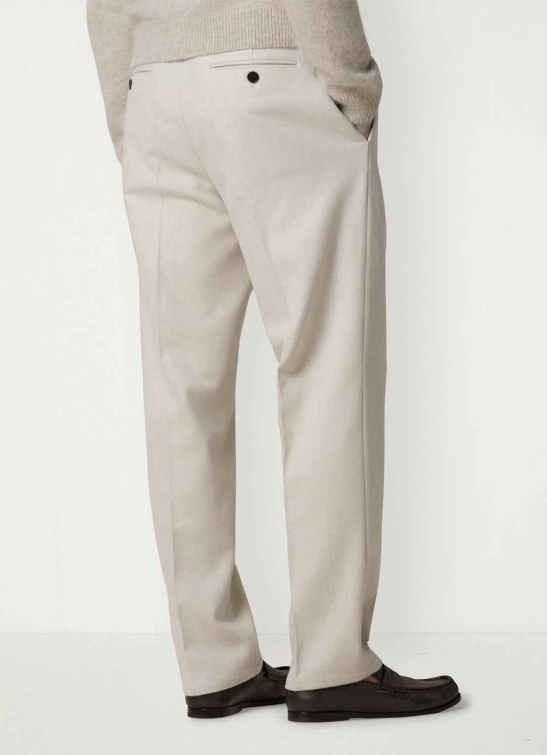 Profuomo Regular fit chino van wol - achterkant 4 beige