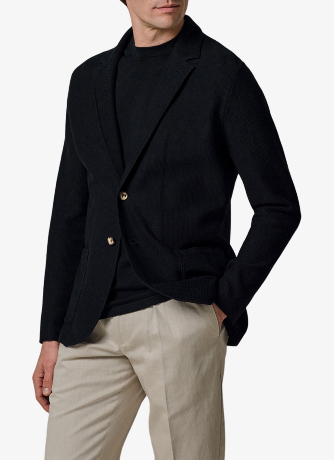 Profuomo Regular fit colbert met structuur - detail 4 donkerblauw