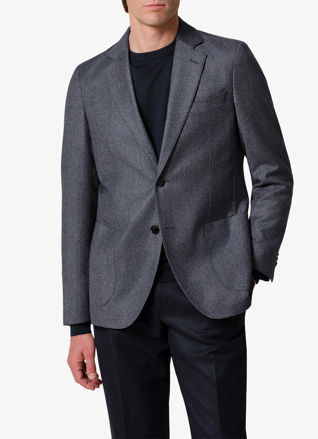 Profuomo Regular fit colbert van wol - detail donkerblauw
