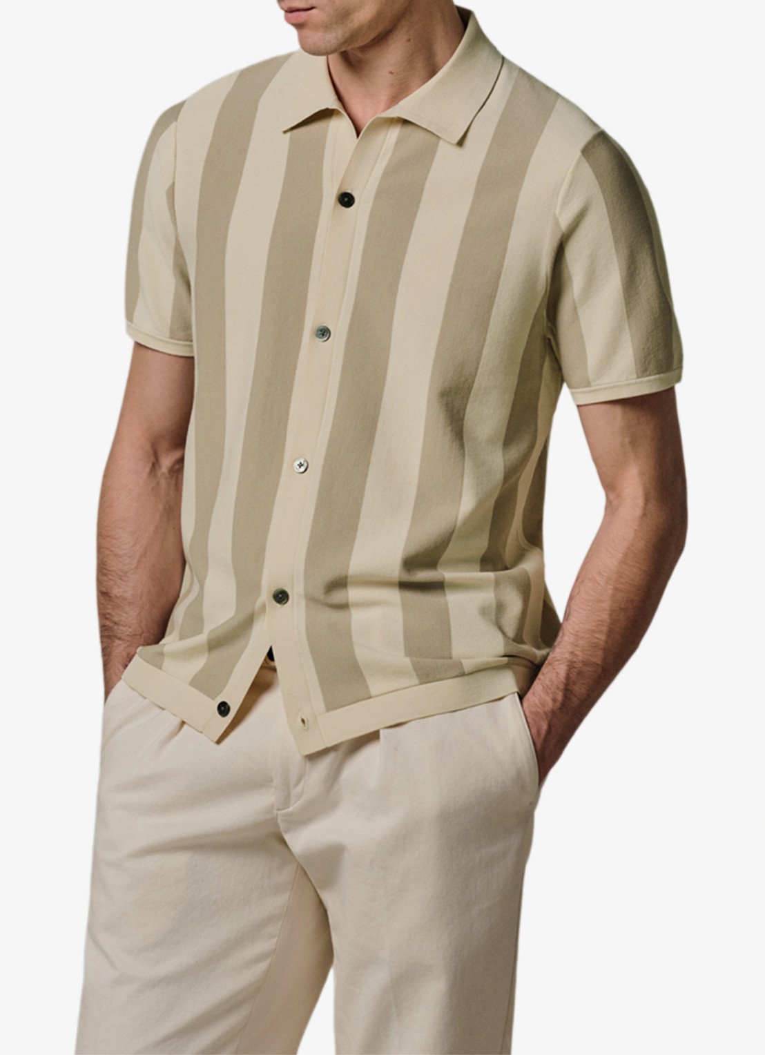 Profuomo Regular fit overhemd in zijdeblend - detail 4 beige