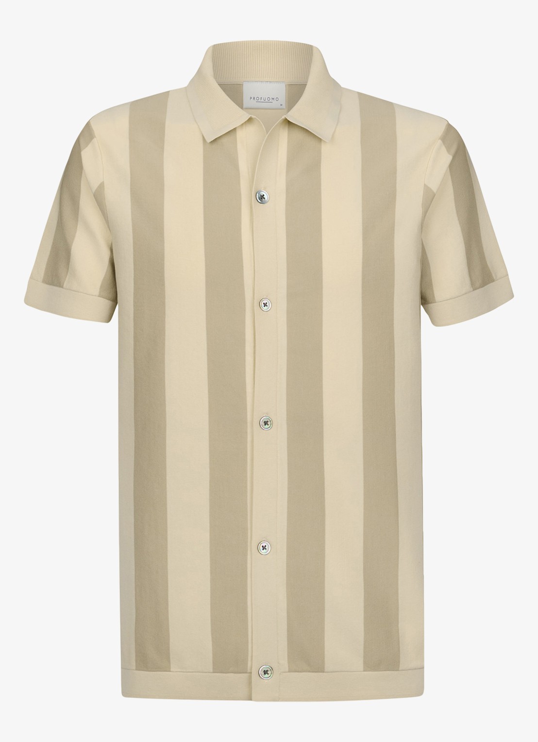 Profuomo Regular fit overhemd in zijdeblend - voorkant 2 beige